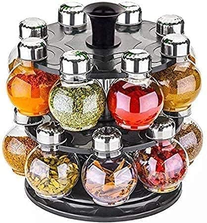 Plastic Big Revolving Spice Rack 16 in 1 Masala Rack Set
