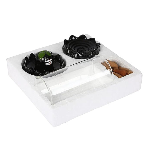 Shivling in Glass Fountain Backflow Smoke Fountain Incense Holder