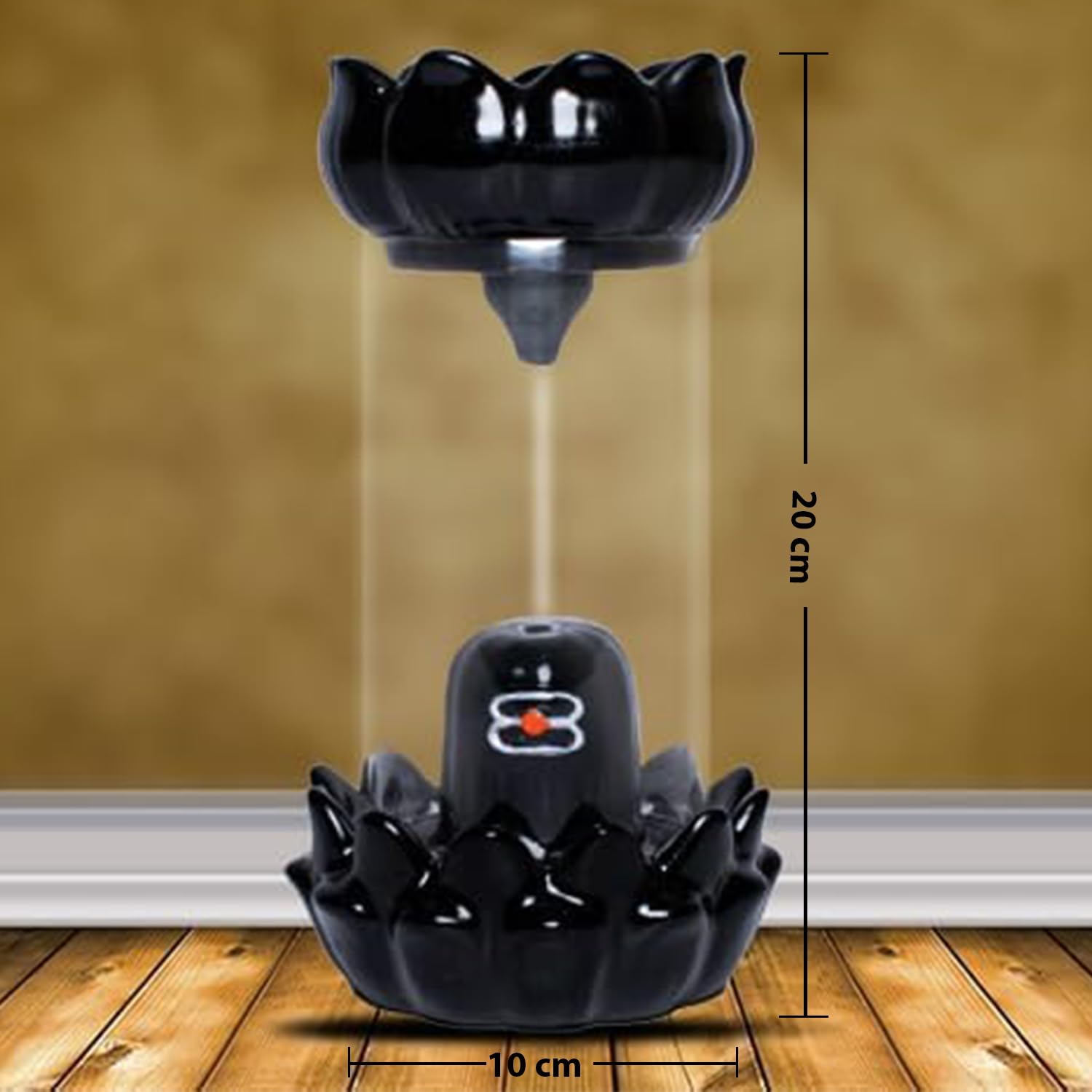 Shivling in Glass Fountain Backflow Smoke Fountain Incense Holder